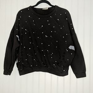 Chloe & Katie Distressed Paint Splatter Sweatshirt